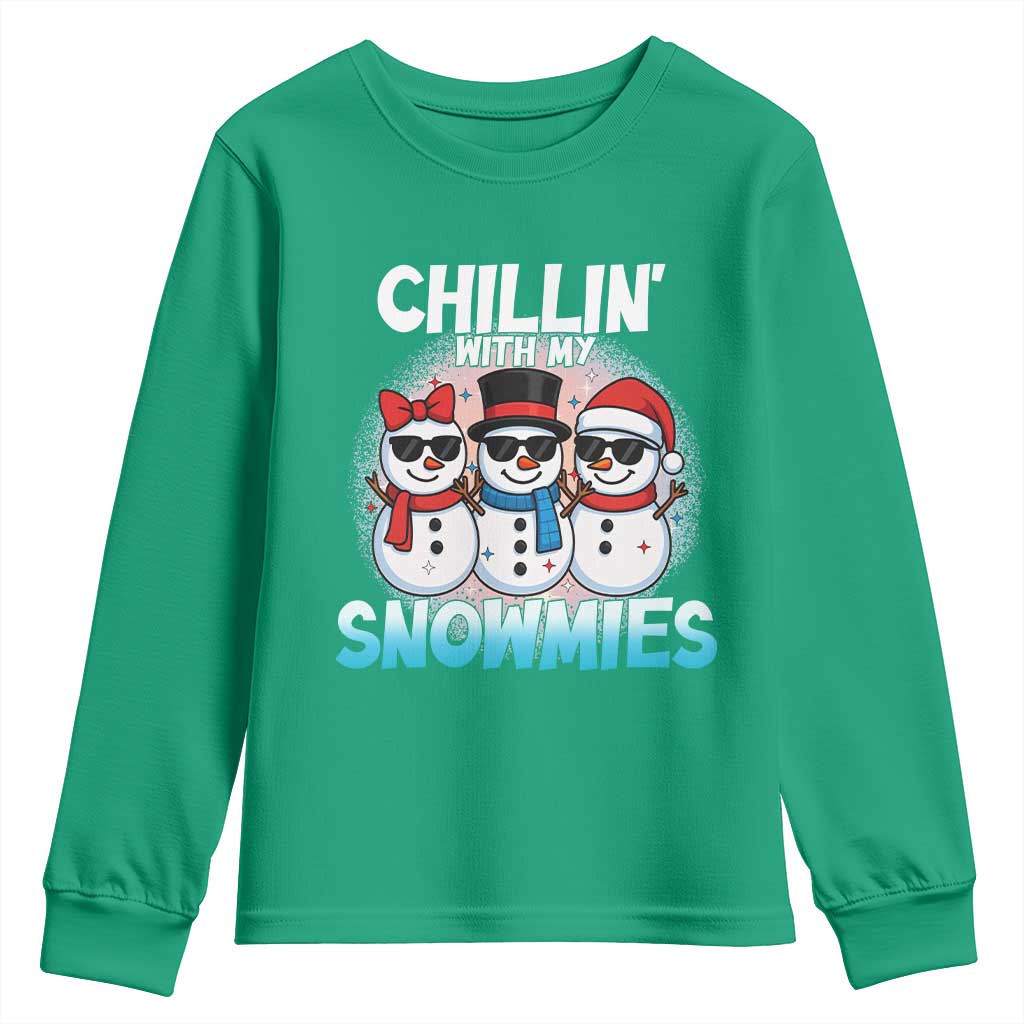 Christmas Snowman Youth Sweatshirt Chillin With My Snowmies Christmas Snowman - Wonder Print Shop