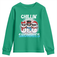 Christmas Snowman Youth Sweatshirt Chillin With My Snowmies Christmas Snowman - Wonder Print Shop