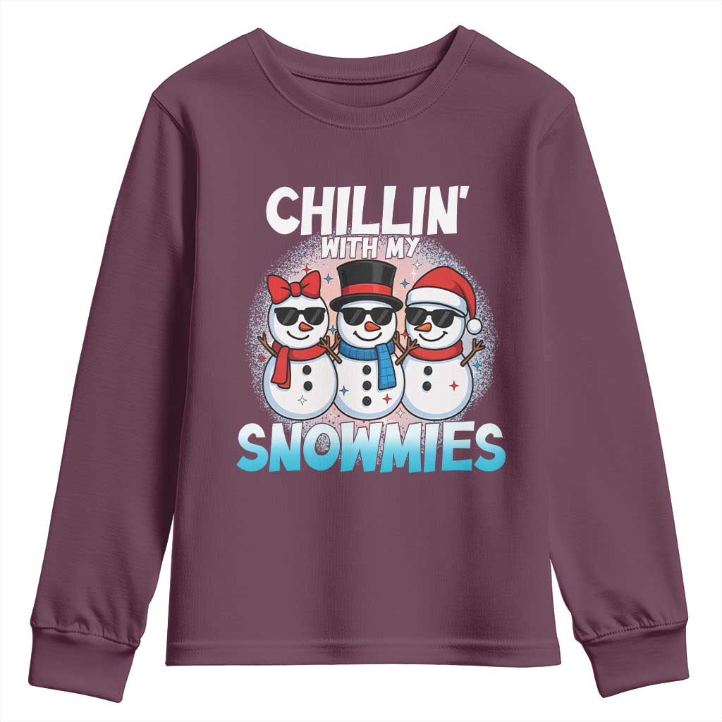 Christmas Snowman Youth Sweatshirt Chillin With My Snowmies Christmas Snowman - Wonder Print Shop