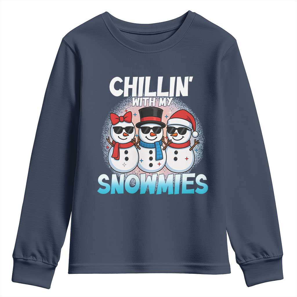 Christmas Snowman Youth Sweatshirt Chillin With My Snowmies Christmas Snowman - Wonder Print Shop
