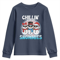 Christmas Snowman Youth Sweatshirt Chillin With My Snowmies Christmas Snowman - Wonder Print Shop
