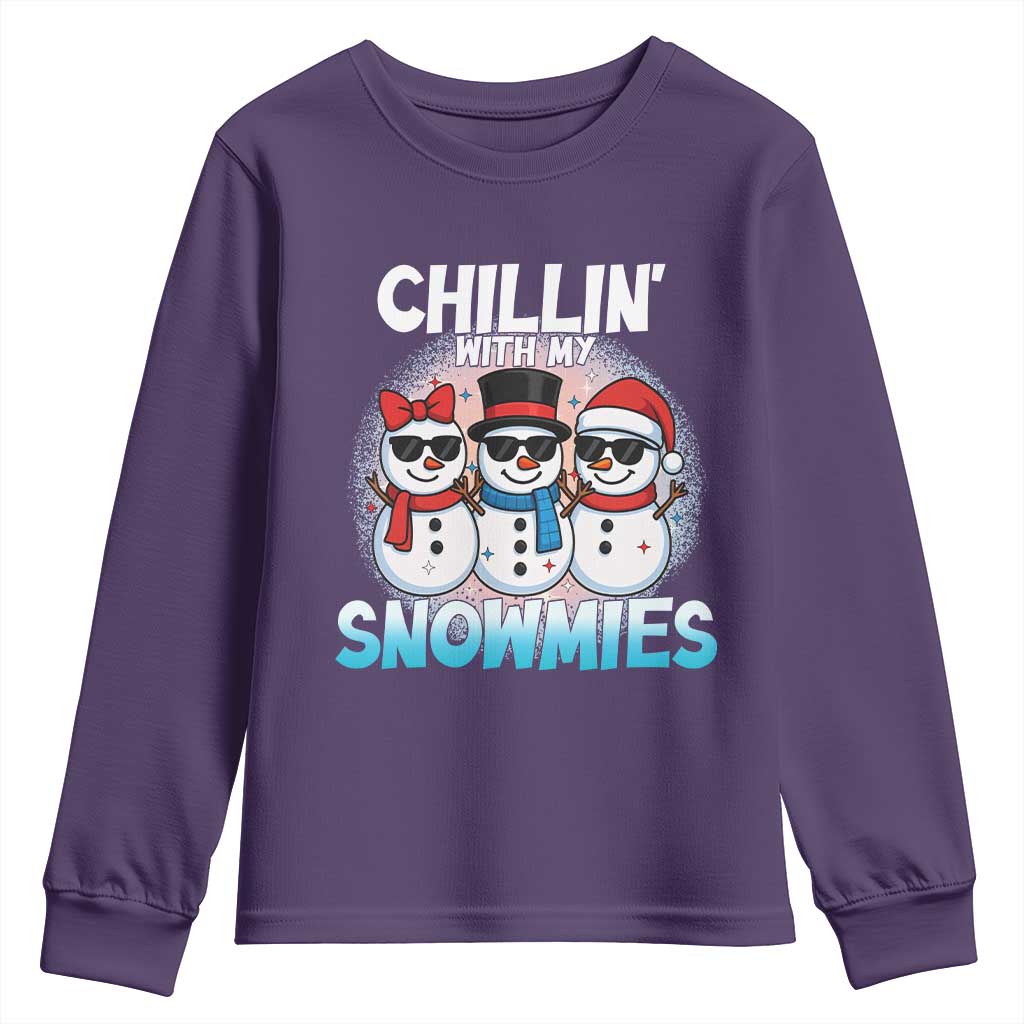 Christmas Snowman Youth Sweatshirt Chillin With My Snowmies Christmas Snowman - Wonder Print Shop