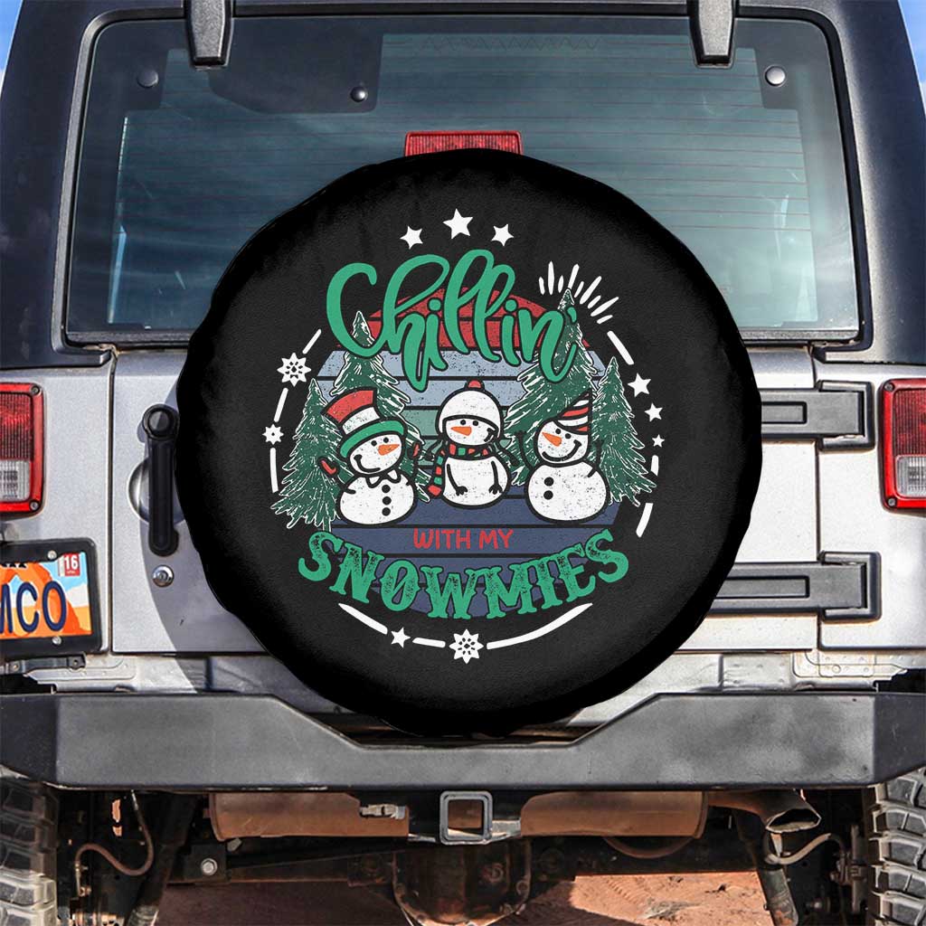 Christmas Snowman Spare Tire Cover Chillin With My Snowmies Cute Winter - Wonder Print Shop