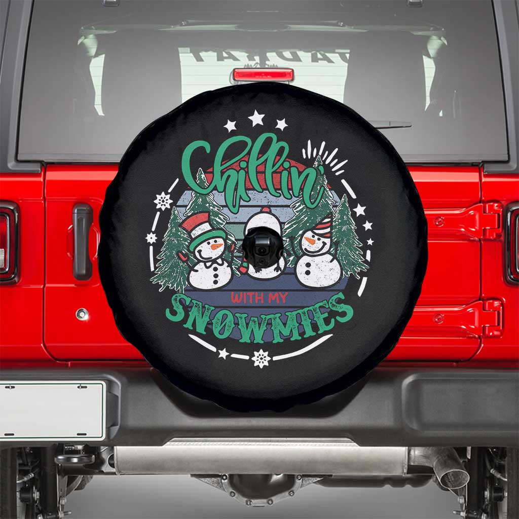 Christmas Snowman Spare Tire Cover Chillin With My Snowmies Cute Winter - Wonder Print Shop