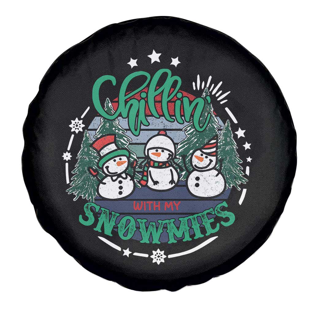 Christmas Snowman Spare Tire Cover Chillin With My Snowmies Cute Winter - Wonder Print Shop