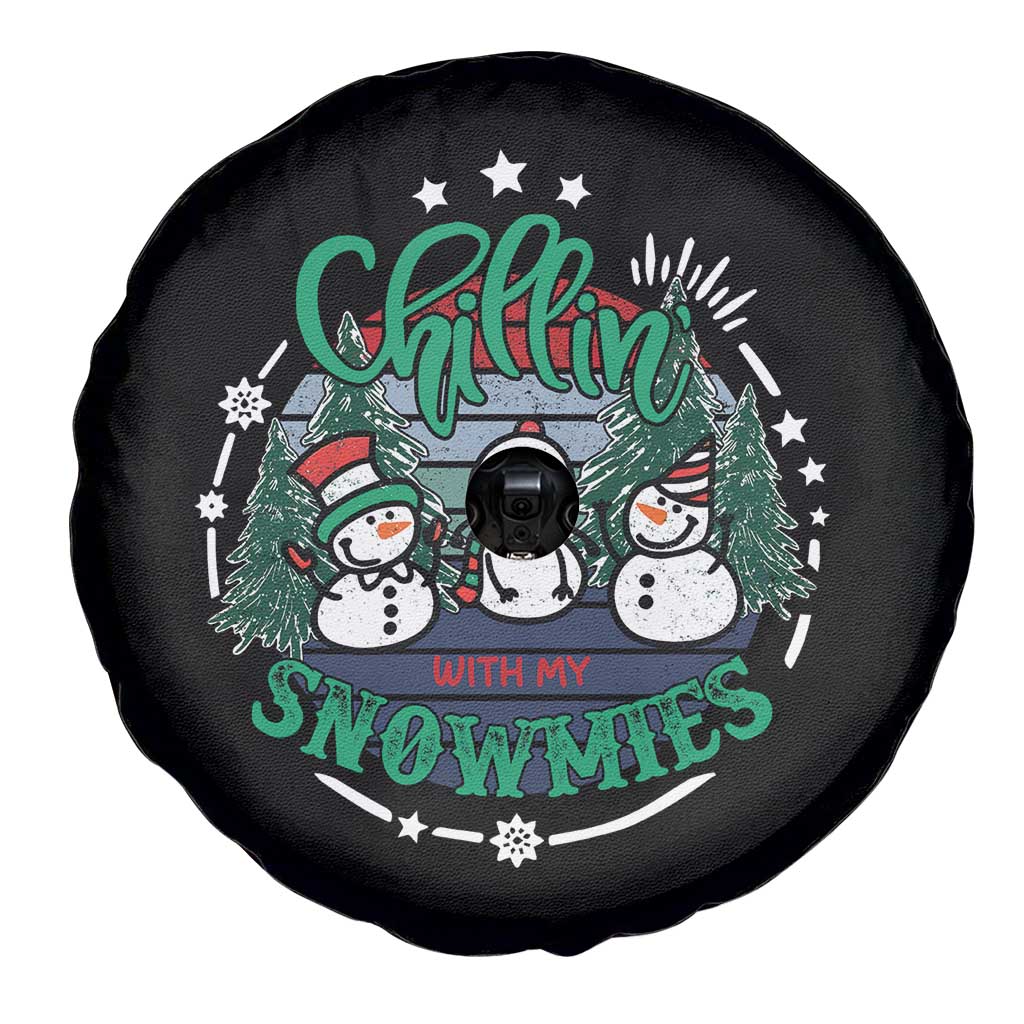 Christmas Snowman Spare Tire Cover Chillin With My Snowmies Cute Winter - Wonder Print Shop