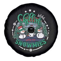 Christmas Snowman Spare Tire Cover Chillin With My Snowmies Cute Winter - Wonder Print Shop