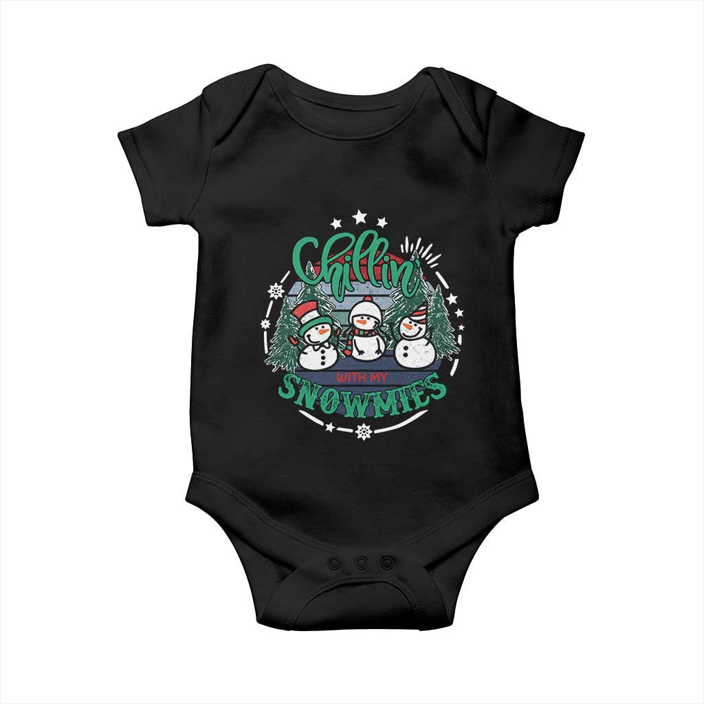 Christmas Snowman Baby Onesie Chillin With My Snowmies Cute Winter - Wonder Print Shop