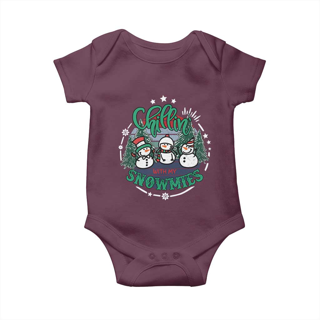 Christmas Snowman Baby Onesie Chillin With My Snowmies Cute Winter - Wonder Print Shop