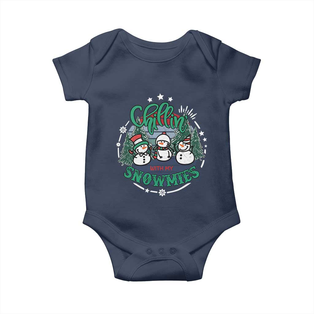 Christmas Snowman Baby Onesie Chillin With My Snowmies Cute Winter - Wonder Print Shop