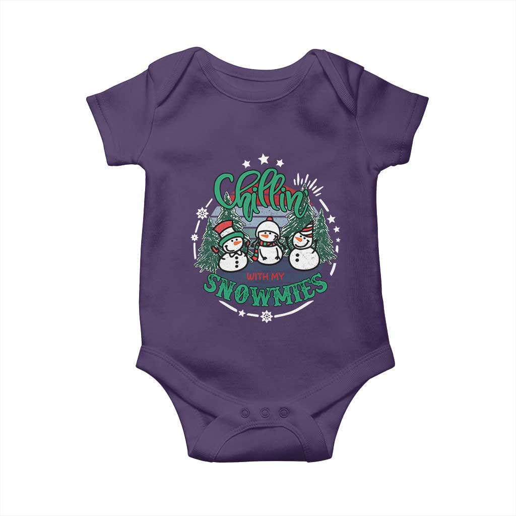 Christmas Snowman Baby Onesie Chillin With My Snowmies Cute Winter - Wonder Print Shop