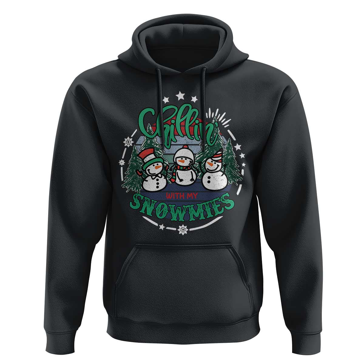Christmas Snowman Hoodie Chillin With My Snowmies Cute Winter - Wonder Print Shop