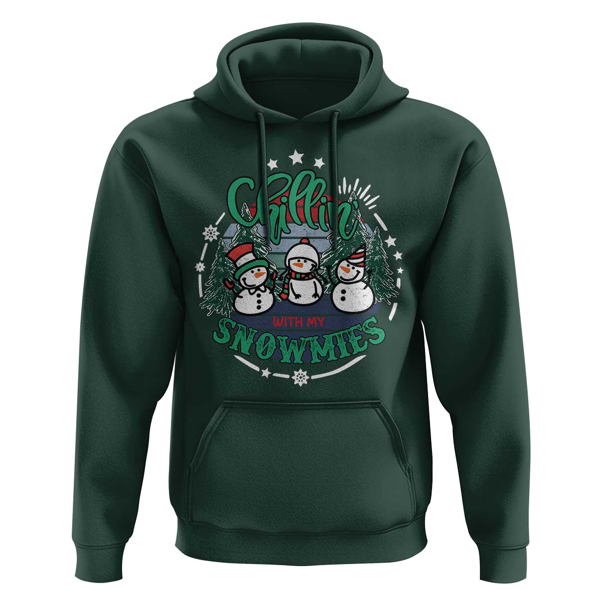 Christmas Snowman Hoodie Chillin With My Snowmies Cute Winter - Wonder Print Shop