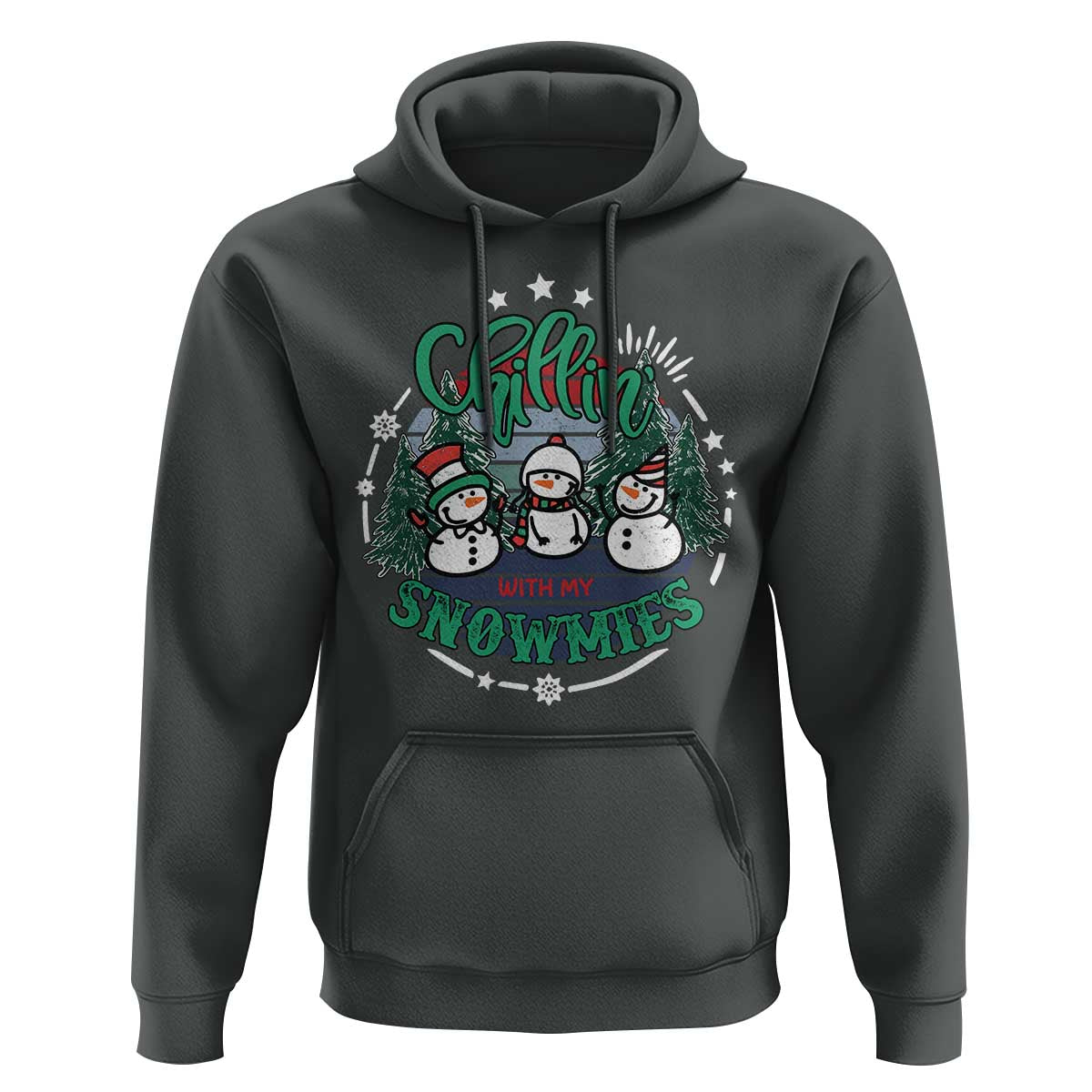 Christmas Snowman Hoodie Chillin With My Snowmies Cute Winter - Wonder Print Shop