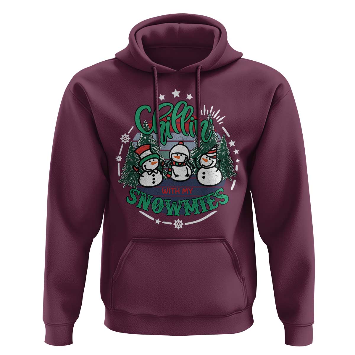 Christmas Snowman Hoodie Chillin With My Snowmies Cute Winter - Wonder Print Shop
