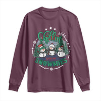 Christmas Snowman Long Sleeve Shirt Chillin With My Snowmies Cute Winter - Wonder Print Shop