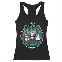 Christmas Snowman Racerback Tank Top Chillin With My Snowmies Cute Winter - Wonder Print Shop