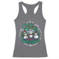 Christmas Snowman Racerback Tank Top Chillin With My Snowmies Cute Winter - Wonder Print Shop