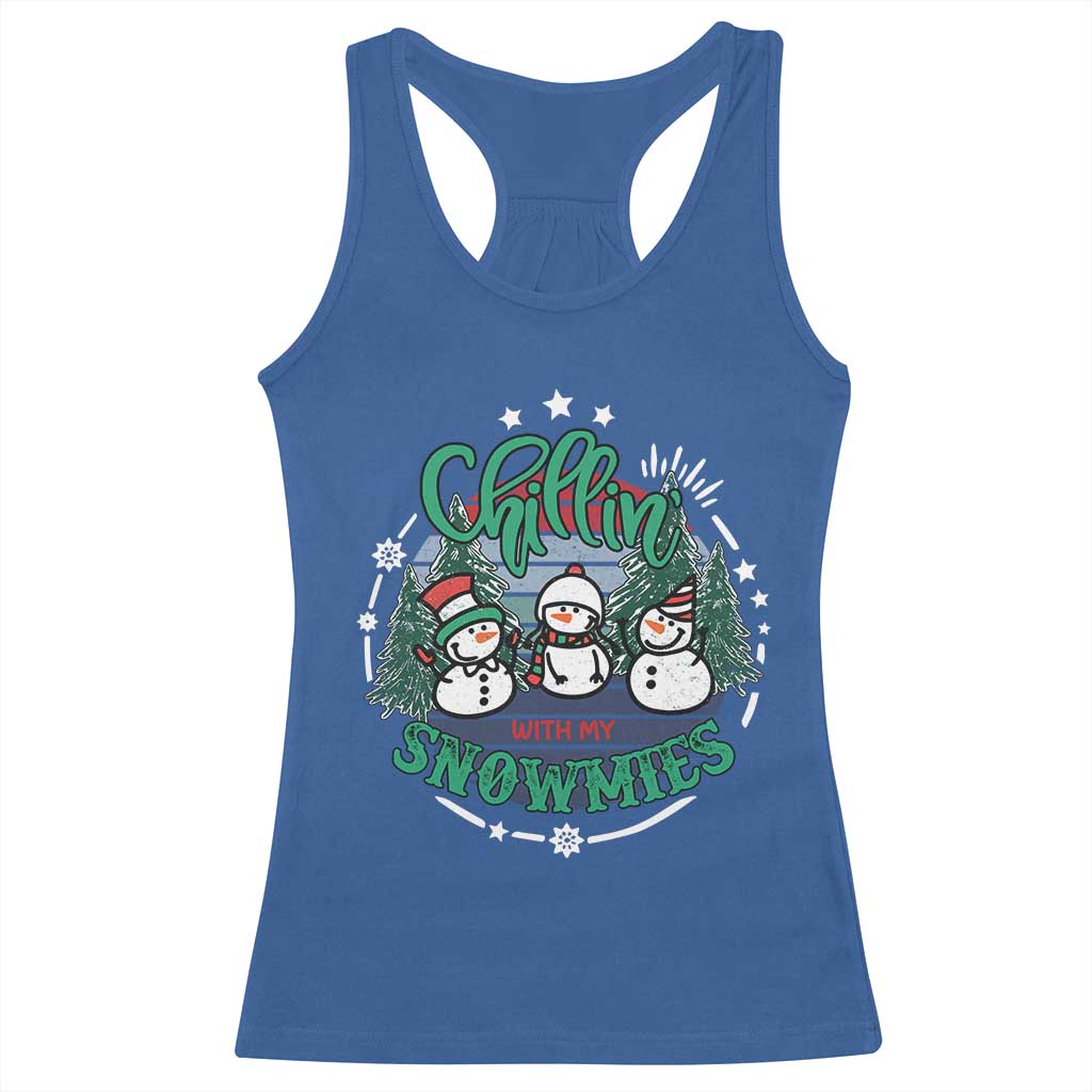 Christmas Snowman Racerback Tank Top Chillin With My Snowmies Cute Winter - Wonder Print Shop