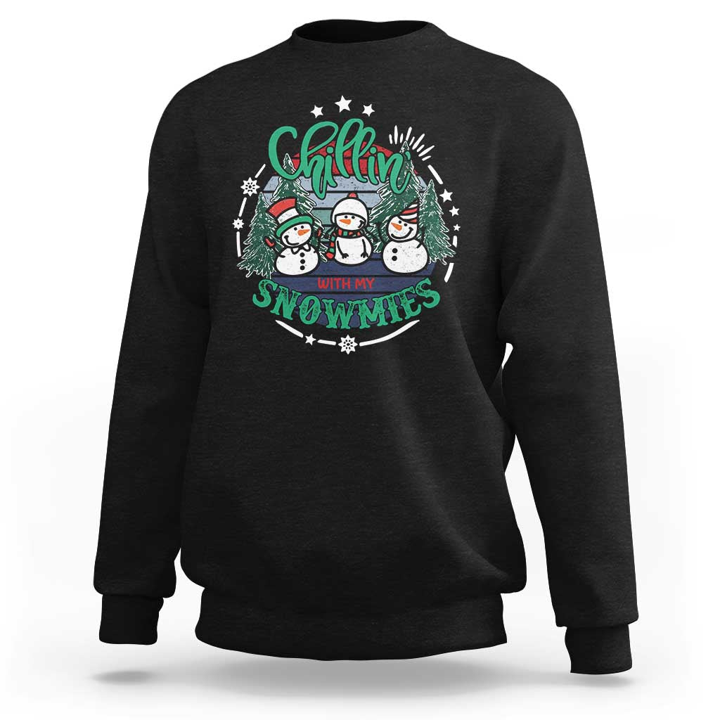 Christmas Snowman Sweatshirt Chillin With My Snowmies Cute Winter - Wonder Print Shop