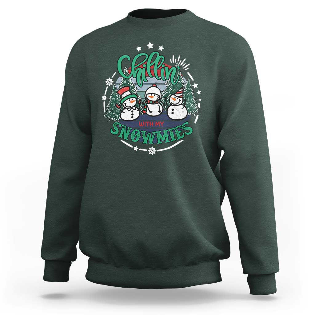 Christmas Snowman Sweatshirt Chillin With My Snowmies Cute Winter - Wonder Print Shop
