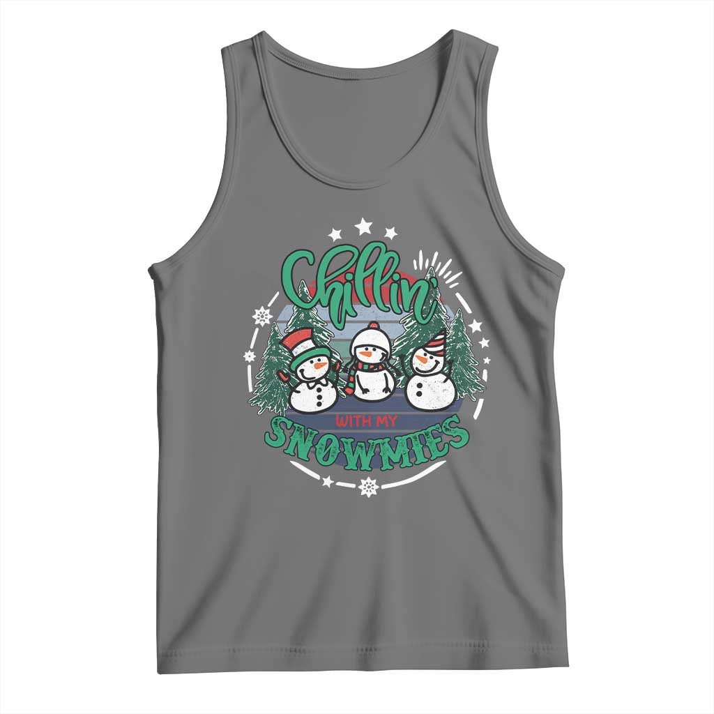 Christmas Snowman Tank Top Chillin With My Snowmies Cute Winter - Wonder Print Shop