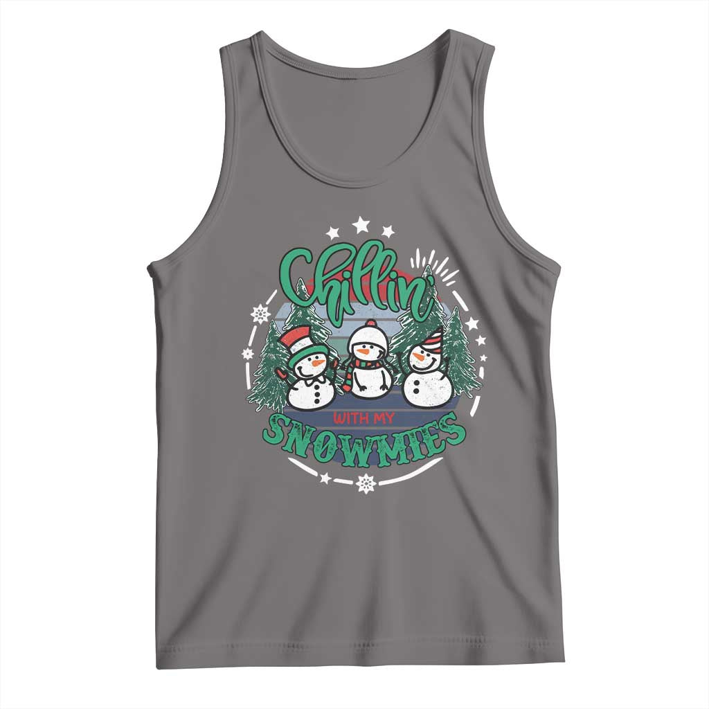 Christmas Snowman Tank Top Chillin With My Snowmies Cute Winter - Wonder Print Shop