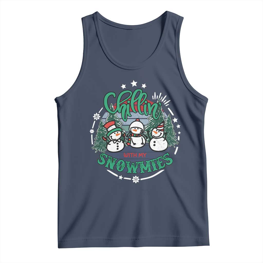 Christmas Snowman Tank Top Chillin With My Snowmies Cute Winter - Wonder Print Shop