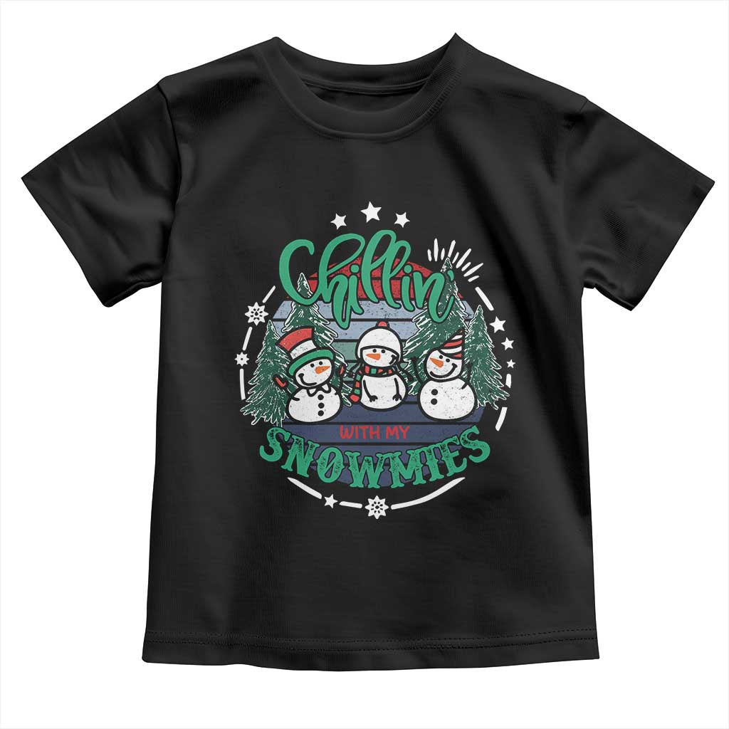 Christmas Snowman Toddler T Shirt Chillin With My Snowmies Cute Winter - Wonder Print Shop