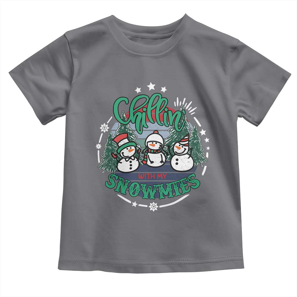 Christmas Snowman Toddler T Shirt Chillin With My Snowmies Cute Winter - Wonder Print Shop