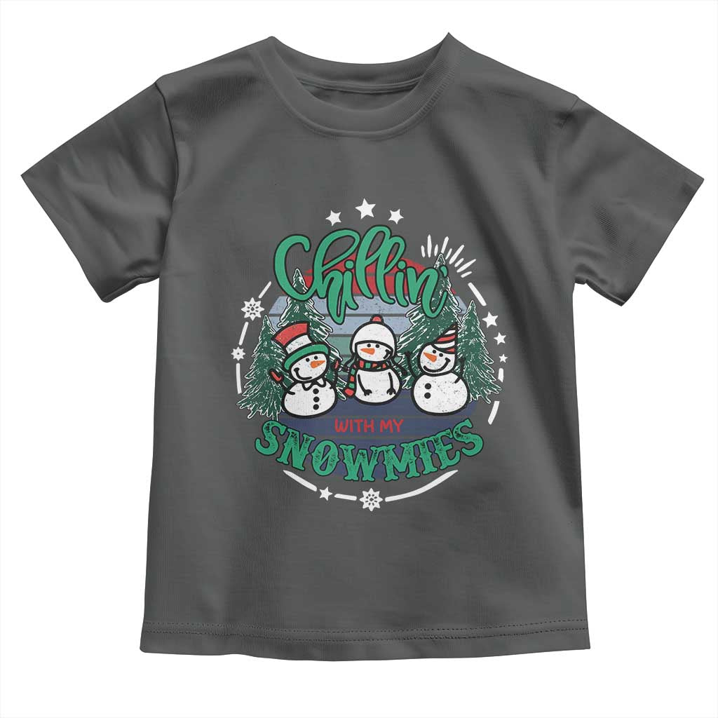Christmas Snowman Toddler T Shirt Chillin With My Snowmies Cute Winter - Wonder Print Shop