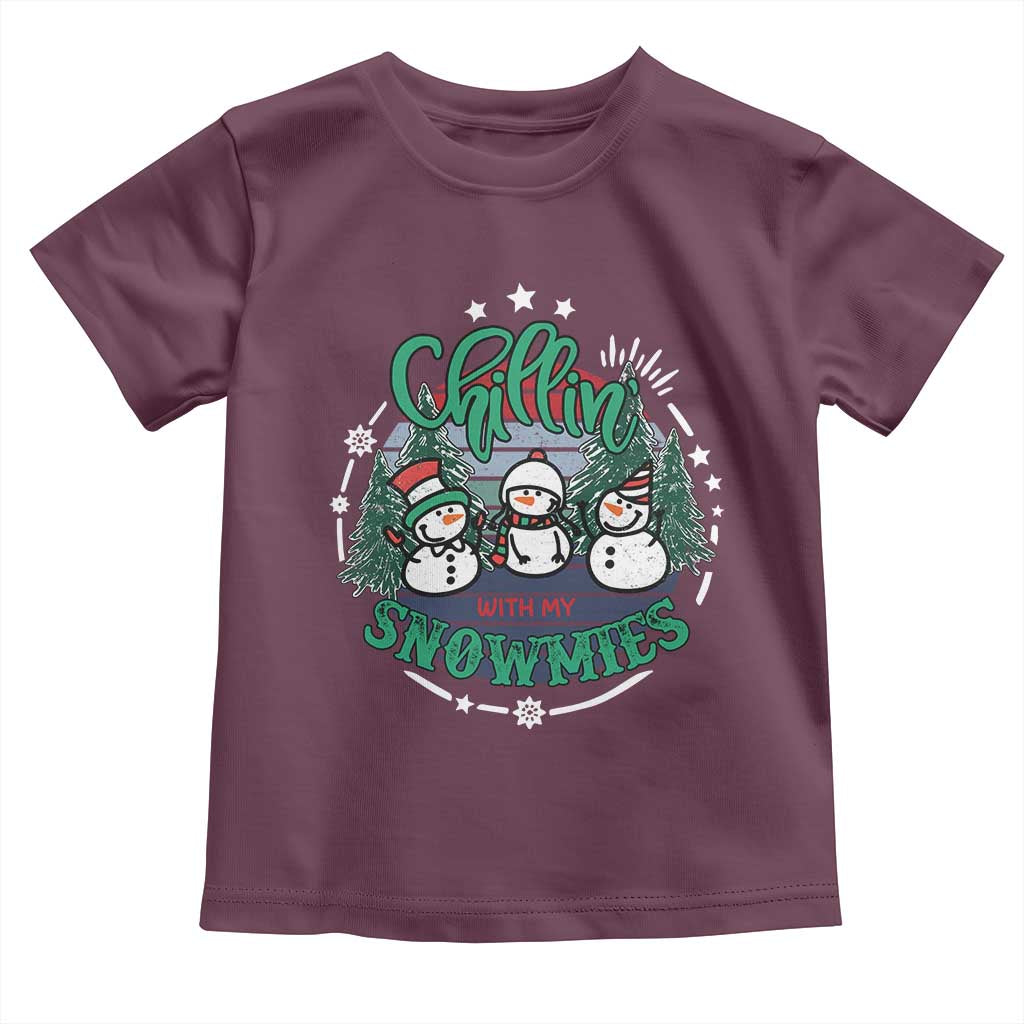 Christmas Snowman Toddler T Shirt Chillin With My Snowmies Cute Winter - Wonder Print Shop