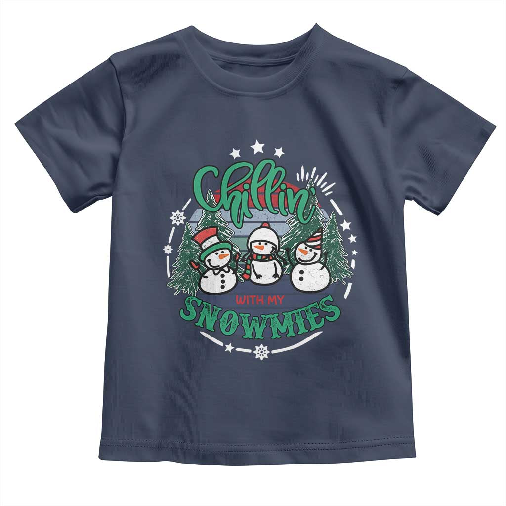 Christmas Snowman Toddler T Shirt Chillin With My Snowmies Cute Winter - Wonder Print Shop