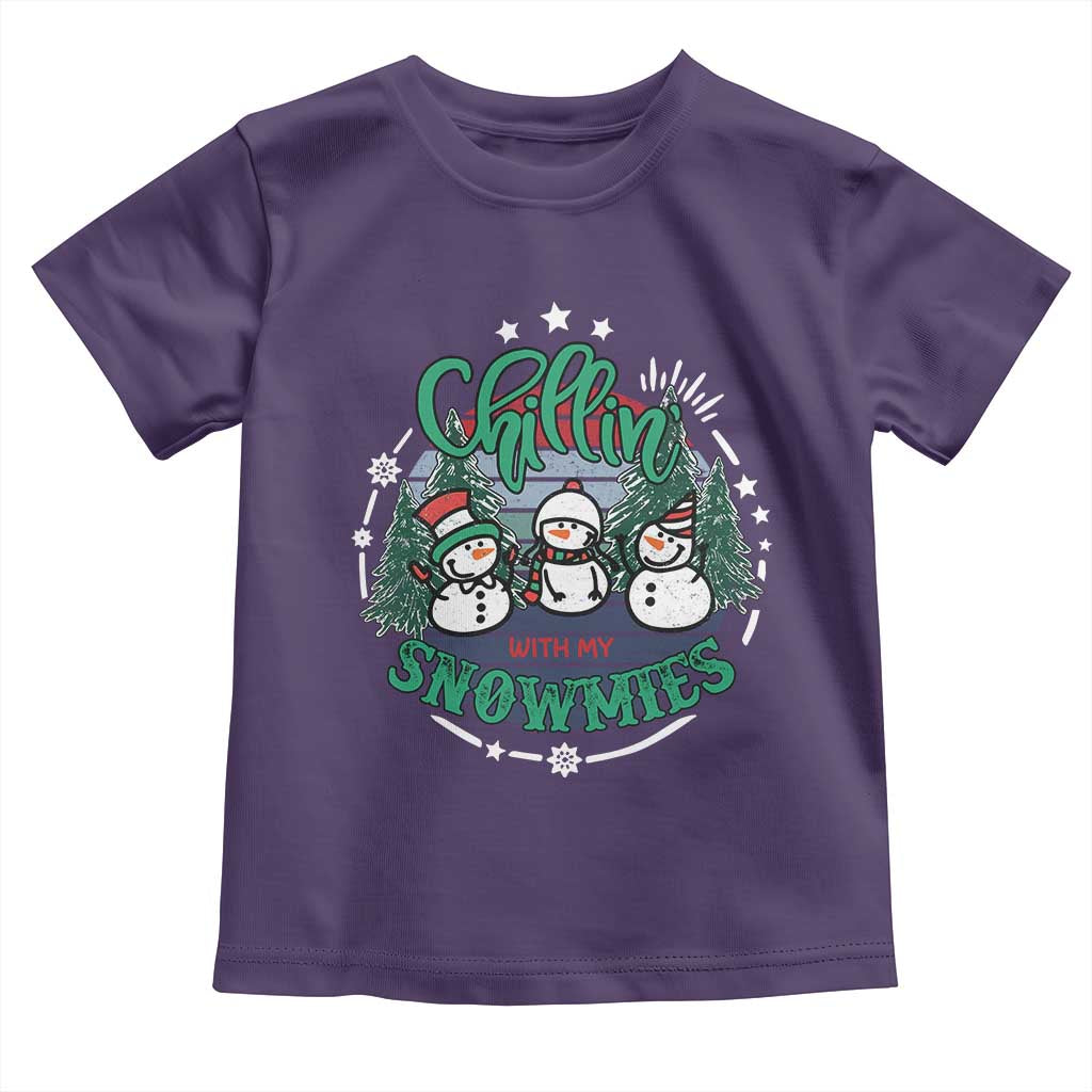Christmas Snowman Toddler T Shirt Chillin With My Snowmies Cute Winter - Wonder Print Shop