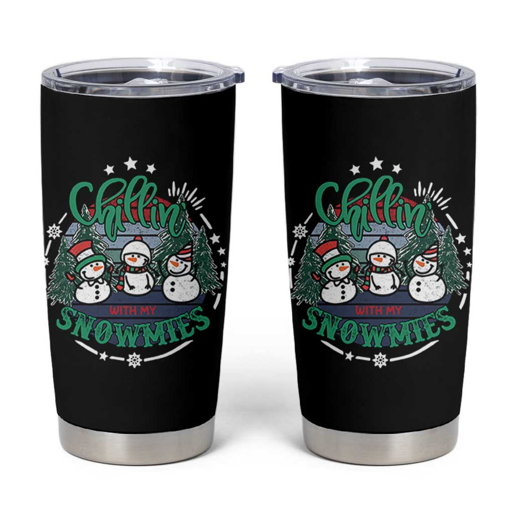 Christmas Snowman Tumbler Cup Chillin With My Snowmies Cute Winter