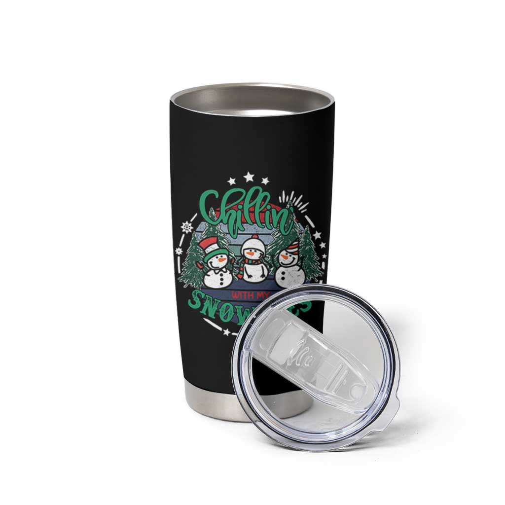 Christmas Snowman Tumbler Cup Chillin With My Snowmies Cute Winter