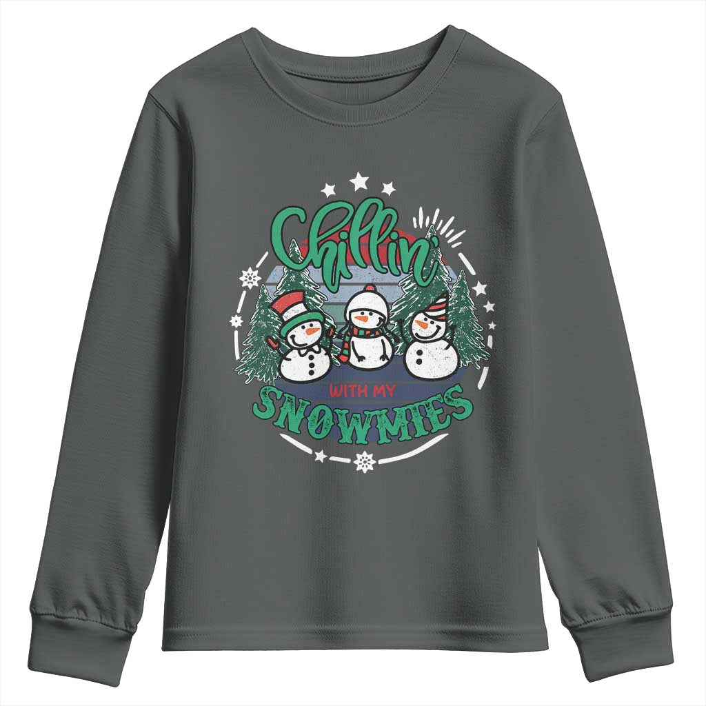 Christmas Snowman Youth Sweatshirt Chillin With My Snowmies Cute Winter - Wonder Print Shop