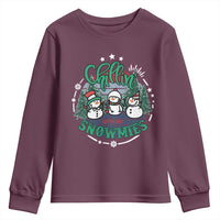 Christmas Snowman Youth Sweatshirt Chillin With My Snowmies Cute Winter - Wonder Print Shop