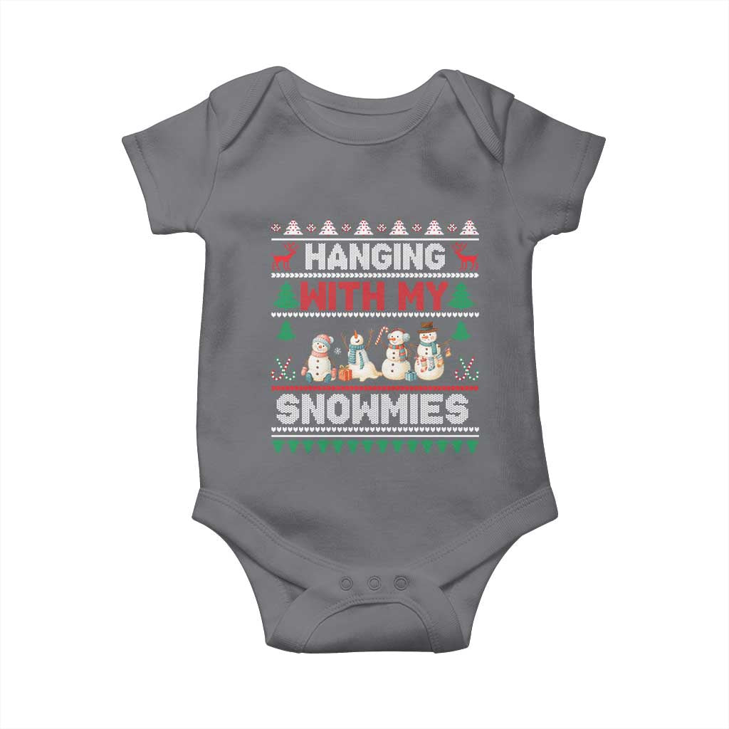 Christmas Snowman Baby Onesie Hanging With My Snowmies Merry Xmas - Wonder Print Shop