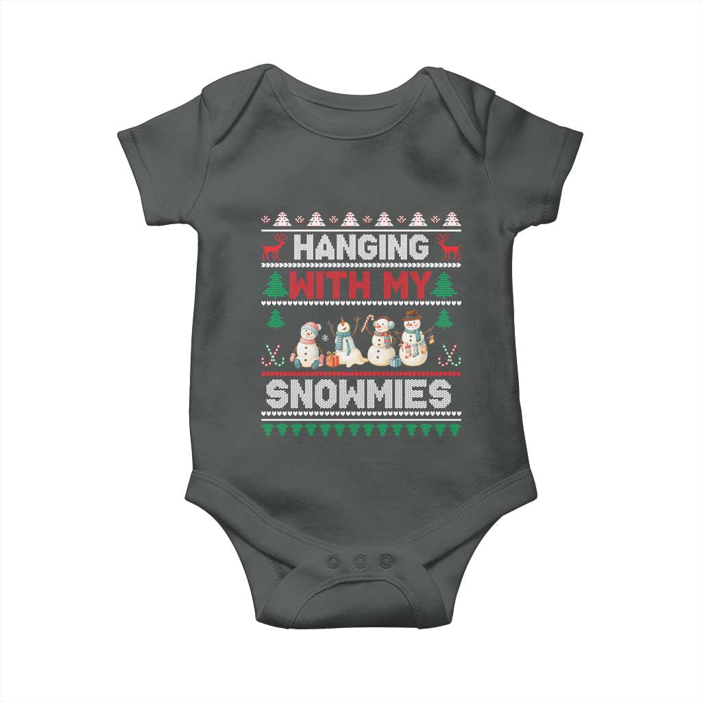 Christmas Snowman Baby Onesie Hanging With My Snowmies Merry Xmas - Wonder Print Shop