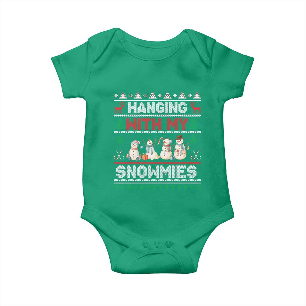 Christmas Snowman Baby Onesie Hanging With My Snowmies Merry Xmas - Wonder Print Shop