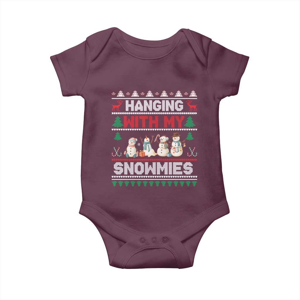Christmas Snowman Baby Onesie Hanging With My Snowmies Merry Xmas - Wonder Print Shop