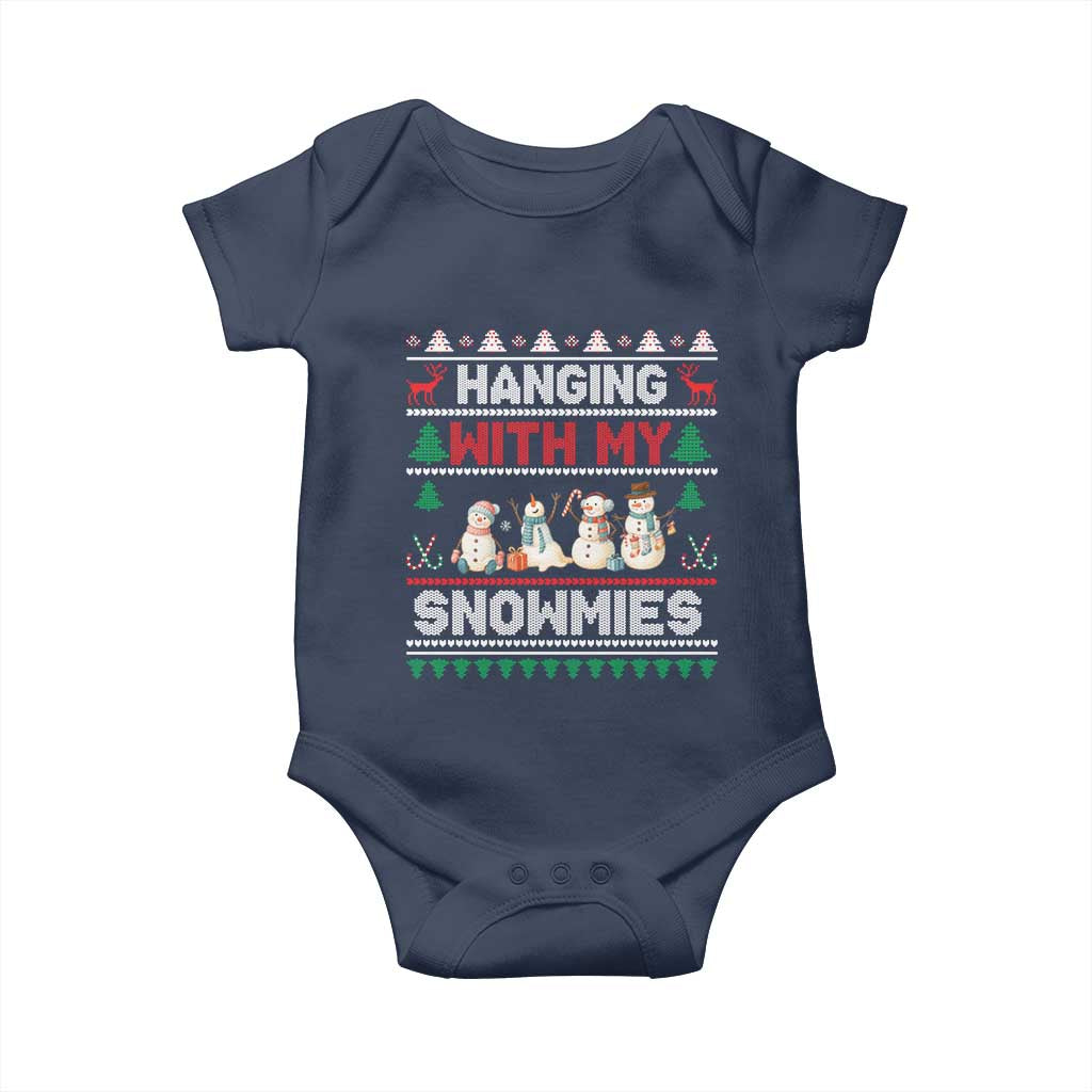 Christmas Snowman Baby Onesie Hanging With My Snowmies Merry Xmas - Wonder Print Shop