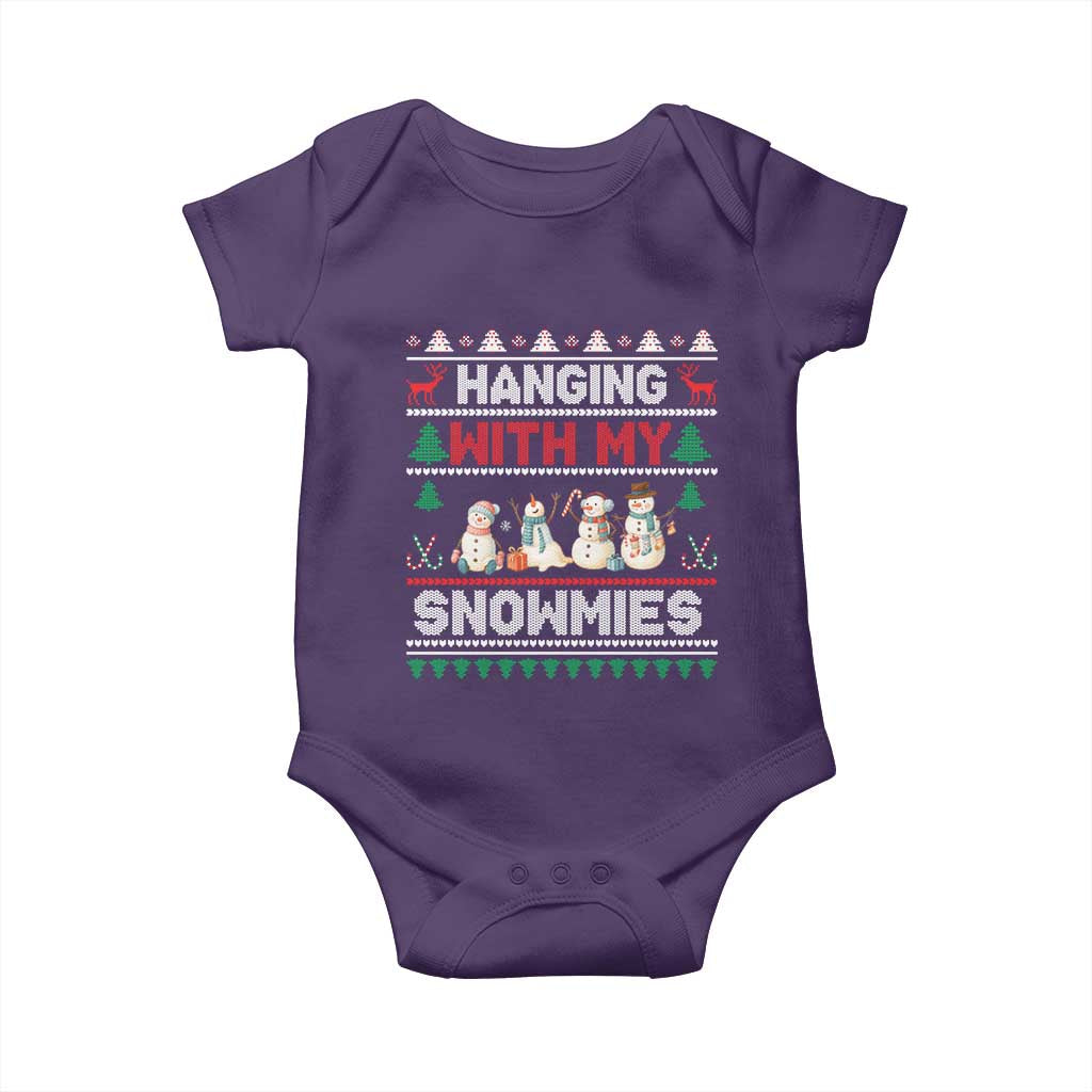 Christmas Snowman Baby Onesie Hanging With My Snowmies Merry Xmas - Wonder Print Shop