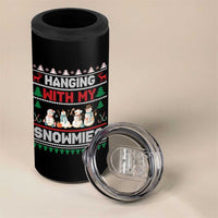 Christmas Snowman 4 in 1 Can Cooler Tumbler Hanging With My Snowmies Merry Xmas