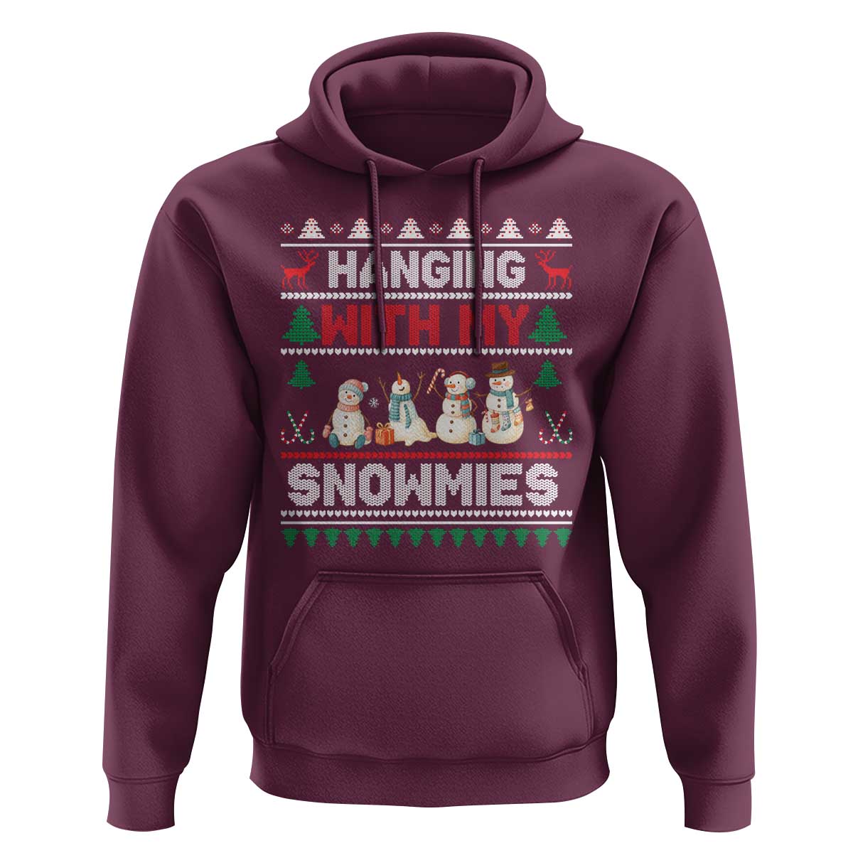 Christmas Snowman Hoodie Hanging With My Snowmies Merry Xmas - Wonder Print Shop