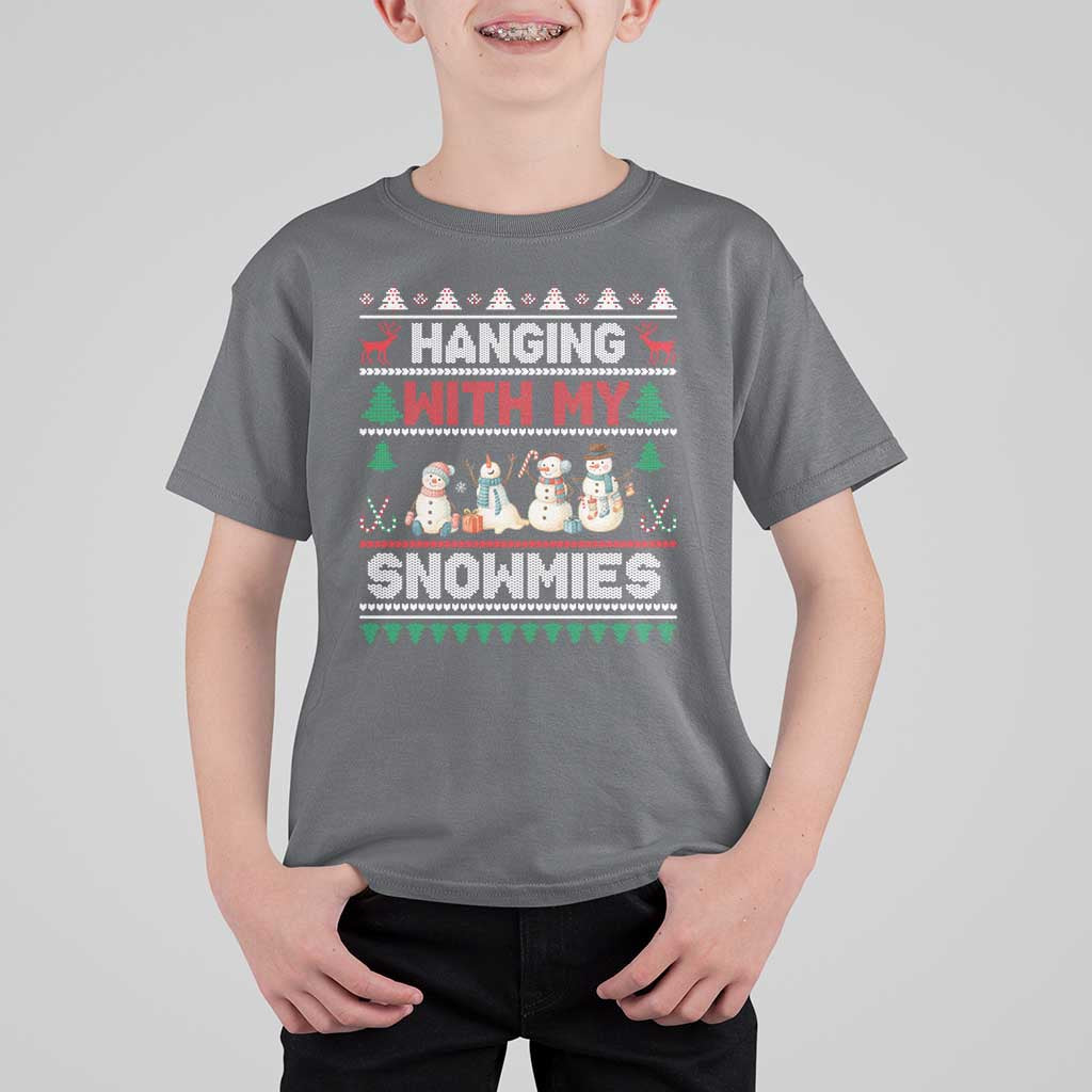 Christmas Snowman T Shirt For Kid Hanging With My Snowmies Merry Xmas - Wonder Print Shop