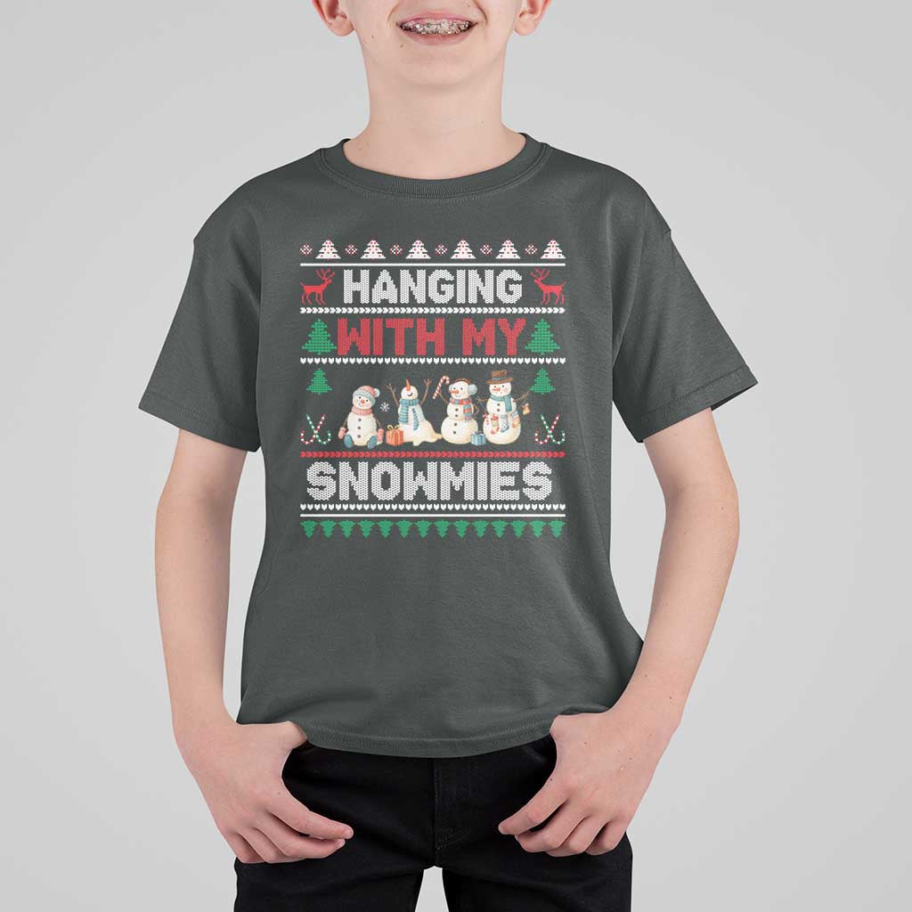 Christmas Snowman T Shirt For Kid Hanging With My Snowmies Merry Xmas - Wonder Print Shop
