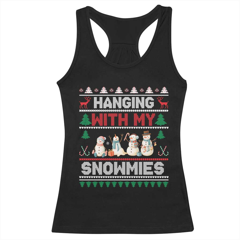 Christmas Snowman Racerback Tank Top Hanging With My Snowmies Merry Xmas - Wonder Print Shop