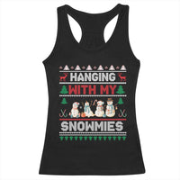 Christmas Snowman Racerback Tank Top Hanging With My Snowmies Merry Xmas - Wonder Print Shop